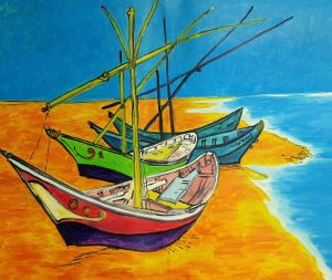 Vincent van Gogh Łodzie rybackie na plaży w Saintes Marines